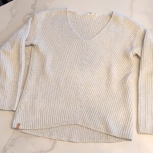 tentree Cream Ribbed Knit Beanie